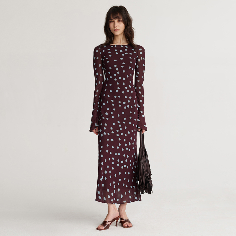 Dozzease Color-Block Polka Dot Long-Sleeve Dress for Women, Versatile for Commuting, with Drape, Slimming A-Line, Lined Long Dress, 2 Colors Dozzease Color-Block Polka Dot Long-Sleeve Dress for Women, Versatile for Commuting, with Drape, Slimming A-Line, Lined Long Dress, 2 Colors