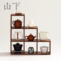 Bamboo Multi-Bag containing shelf Tea tea teapot Boots ancient shelf Antiquity essay Play Tea Cup Shelf Tabletop Plaid Frame
