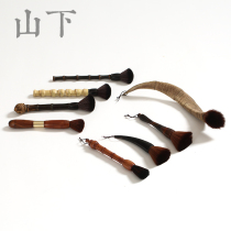 Bamboo Raised Pot Pen Goat Horns Horn Bamboo Root Tea Brush Solid Wood Pen Brush Pot Brush Tea Pen Natural Kung Fu Tea Accessories