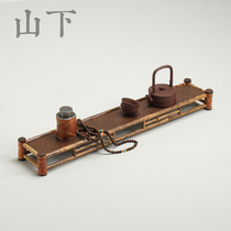 Plum deer bamboo tea cup holder tea set storage display rack kung fu tea set bamboo row pot pad old bamboo tea tray Cup cushion