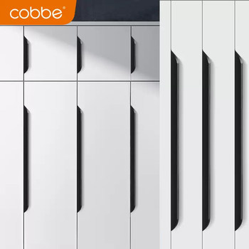 Cabe Wardrobe Invisible Handle Modern Minimalist High-End Cabinet Drawer Cupboard Door Seam Minimalist Long Handle Black
