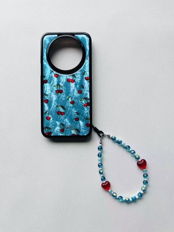 Juicy Cherries Turquoise Shimmer iPhone Case