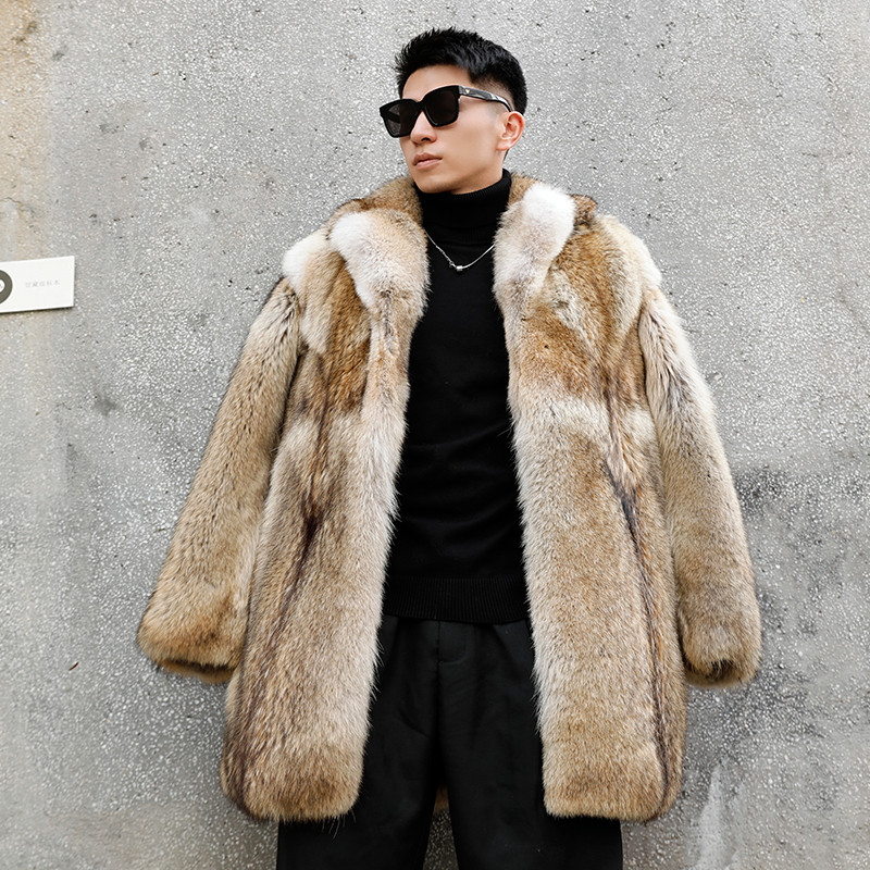 Original North American Coyote Fur Coat for Men 2026 Autumn and Winter New Style Fur Integrated Wolf Fur Coat Mid-Length Trendy Original North American Coyote Fur Coat for Men 2026 Autumn and Winter New Style Fur Integrated Wolf Fur Coat Mid-Length Trendy