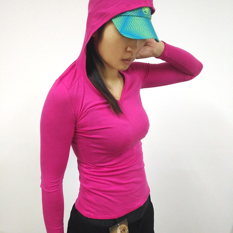 Lesee Dimelinu lamb sweater women's sports close-fitting sweatshirt sleeves hooded sweatshirt speed dry and breathable perspiration