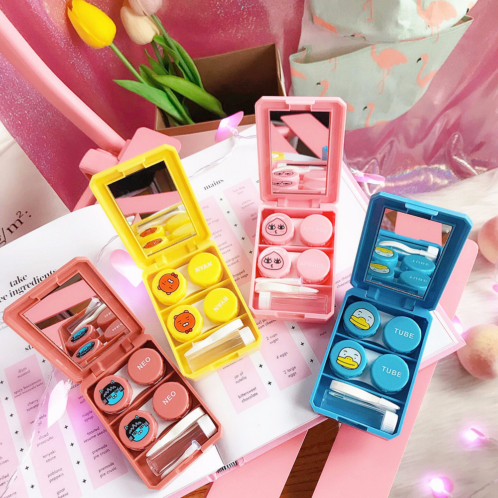 Hộp làm đẹp Ins vô hình hộp kính để đeo đàn ông du lịch cá tính đơn giản và dễ thương - Kính râm kính bảo vệ mắt