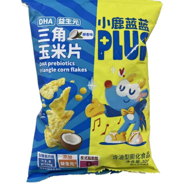 Little Deer Blue Blue Plus Triangular Corn Chips 30g Bag Non-Fried Healthy Snack for Children to Satisfy Cravings