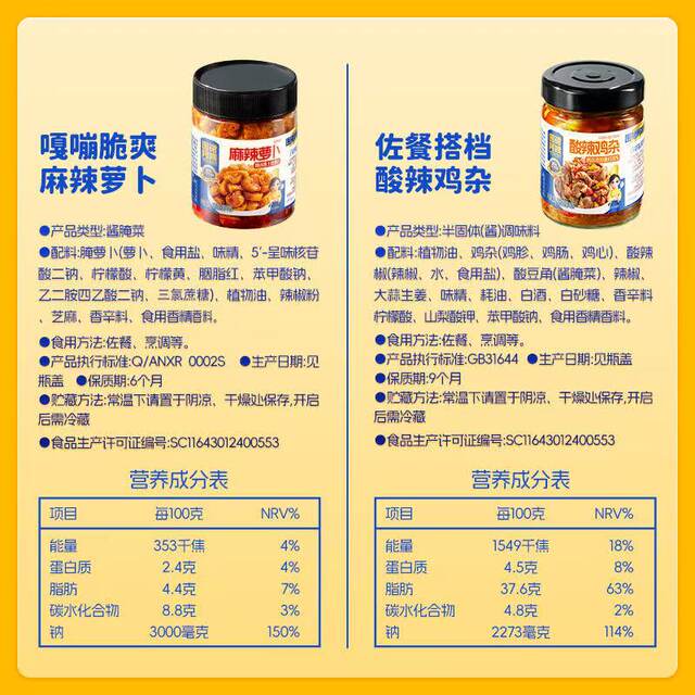 Three Squirrels Apron Auntie Hot and Sour Chicken Mixed with Rice 220g Appetizer Spicy and Refreshing Chicken Mixed Sauce