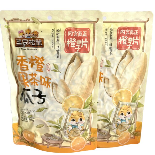 Three Squirrels Orange Fruit Tea Flavored Sunflower Seeds Bulk Pack 250g Snack to Satisfy Cravings New Product