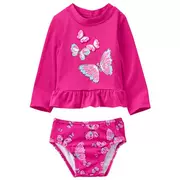 Hoa Kỳ GYMBOREE / Golden Baby Girl Áo tắm Split Spa Resort Chống mite dài tay 0-8