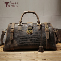 European and American retro men genuine leather crocodile tattooy travel bag large capacity anti-theft single shoulder inclined satchel bag crazy maple handbag