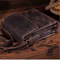 Original New Crazy Mapleather Retro Mens Single Shoulder Inclined Cross Pack Casual Genuine Leather Mens Bag Backpack Cow Leather Handbags