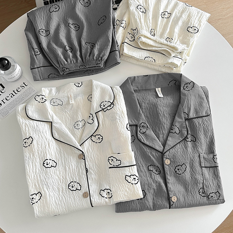 2026 New Cute Cartoon Puppy Couple Pajamas for Women Summer Men's Pure Cotton Silk Short-Sleeved Three-Piece Home Wear Set 2026 New Cute Cartoon Puppy Couple Pajamas for Women Summer Men's Pure Cotton Silk Short-Sleeved Three-Piece Home Wear Set