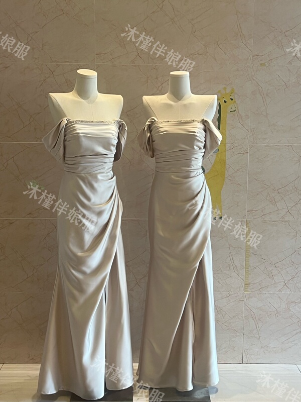 Trendy Sister Dresses from Xiaohongshu, Popular Bridesmaid Dresses, Champagne-Colored High-End Mermaid Dresses, Sister Dresses, Engagement Dresses