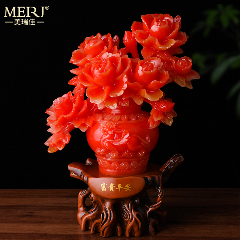 Peony Flowers Bottle TV Wine Cabinet Swing room Home Residence Decoration Modern Minimalist Wedding Celebration Gift Craft Gift Pendulum Decoration