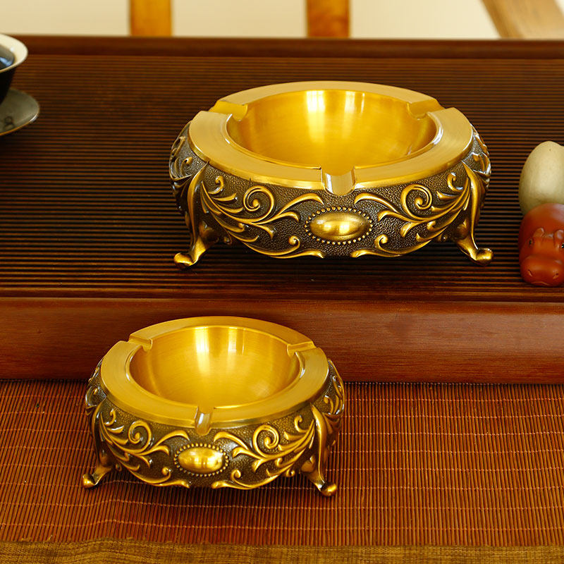 Creative Eurostyle Pure Copper Cigarette Ashtray Swing Piece Home Living Room Office Pure Bronze Sculpture Flower Decoration Gift Furnishing