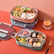 Student 304 stainless steel lunch box canteen rice partition plate portable office workers with rice insulation lunch box
