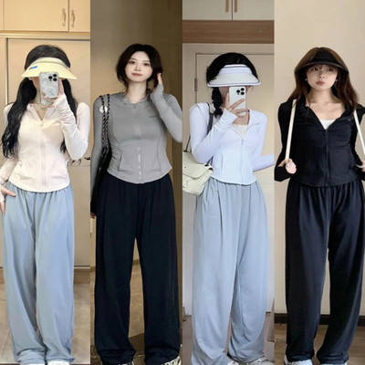 奚梦瑶香秀同款觅橘凉感阔腿裤