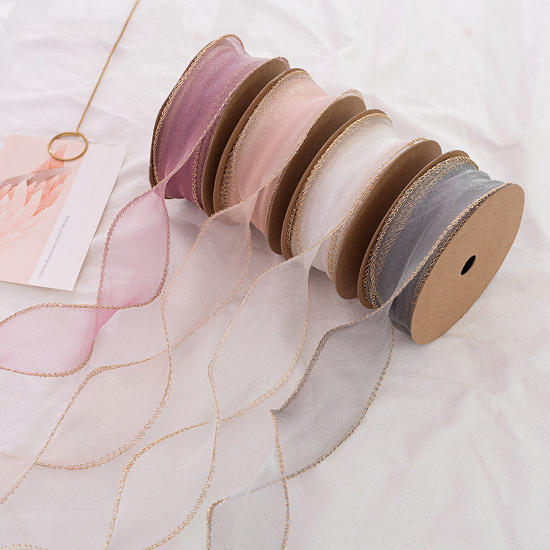 Fish tail ribbon gift box flower packaging materials yarn bouquet ribbon ribbon wave bearing dessert