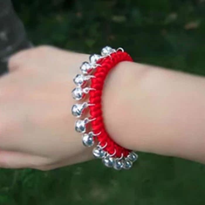 Năm sinh, dây đỏ, chuông, mắt cá chân, mắt cá chân, người lớn, trẻ em, trẻ em, học sinh, sáu, một, nhảy múa, đổ chuông, - Vòng chân lắc chân vàng trắng