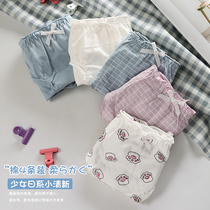 Wooden ear underwear female cotton antibacterial girl student Senior high school Japanese cute low waist breathable simple triangle shorts