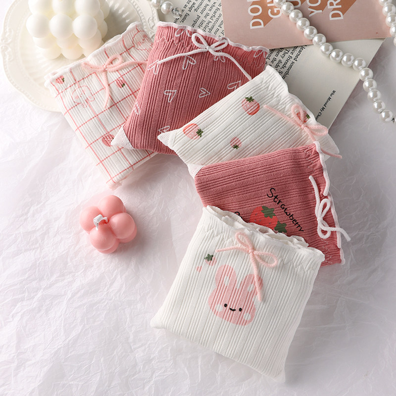 Cute panties women's cotton crotch cotton mid-waist antibacterial breathable mid-waist triangle shorts Japanese women's underwear