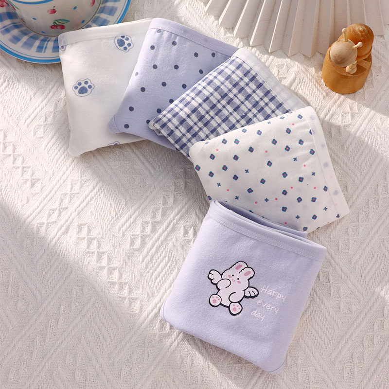 Underwear women's pure cotton antibacterial student girl style Japanese mid-waist breathable print cute cotton shorts summer thin section