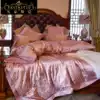 Silk bedding four-piece set Silky mulberry silk European high-end wedding wedding gift 1 8m bed single duvet cover