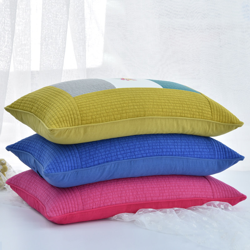 Cotton traditional embroidery pillow buckwheat shell pillow core children's quilting thickened cotton neck pillow elderly health pillow
