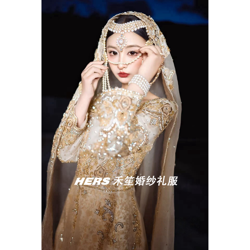Rent 2026 Champagne-Colored Hui Ethnic Saree Imported from Bangladesh, Malaysia, Pakistan Dress Luxurious Robe Rent 2026 Champagne-Colored Hui Ethnic Saree Imported from Bangladesh, Malaysia, Pakistan Dress Luxurious Robe