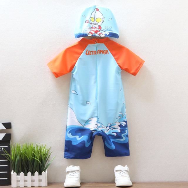 ຊຸດລອຍນໍ້າເດັກຊາຍ Ultraman one-piece swimsuit baby 2024 new style western style little boy summer ເຄື່ອງນຸ່ງເດັກນ້ອຍ