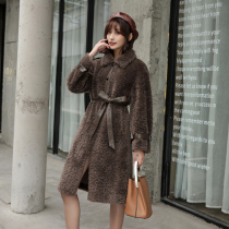 Granular sheep cutting wool coat women fur coat thin 2021 Winter new net red lamb fur fur one long model