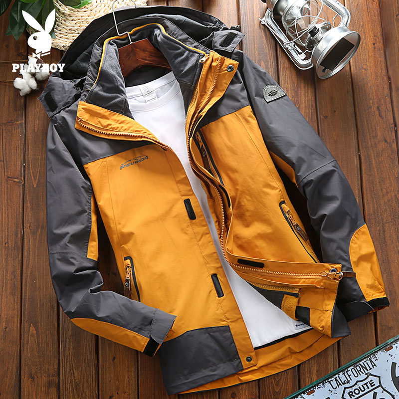Flowers Playboy Outdoor Waterproof Assault Machine Clothing Men's Three-in-one Autumn Winter Tide Card Plus Suede Thickened Warm Ski Mountaineering Suit