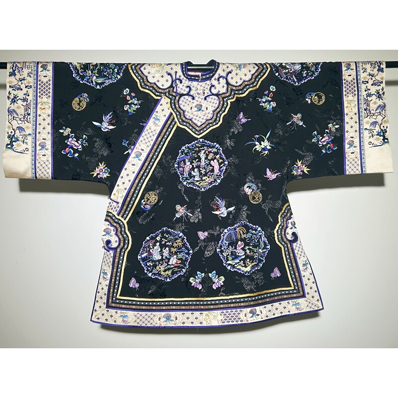 Xiyuegui【Zi Ningxiang】Antique Clothing Eight-Triple Embroidery Character Embroidery Qing Dynasty Han Women's Robe, Not Hanfu