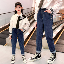 Girls jeans spring and autumn 2021 New Korean version of autumn foreign style childrens trousers