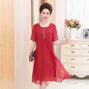 中老年女夏装长裙过膝2018夏季新款高贵40岁