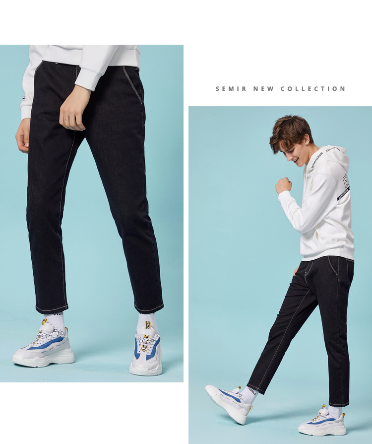 Quần jean nam Senma 2018 mùa đông nam mới màu đen co giãn quần trẻ trung retro thẳng quần đồ nam