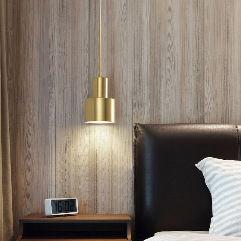 Brass bedside small chandelier ins net red bedroom hanging wire lamp Nordic simple modern creative minimalist bar table lamp
