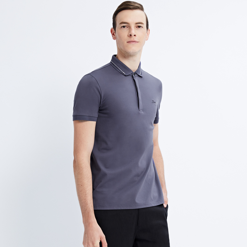 Brloote Barout ngắn tay áo T-Shirt Men kinh doanh thời trang thêu tinh khiết Màu Polo Shirt Summer