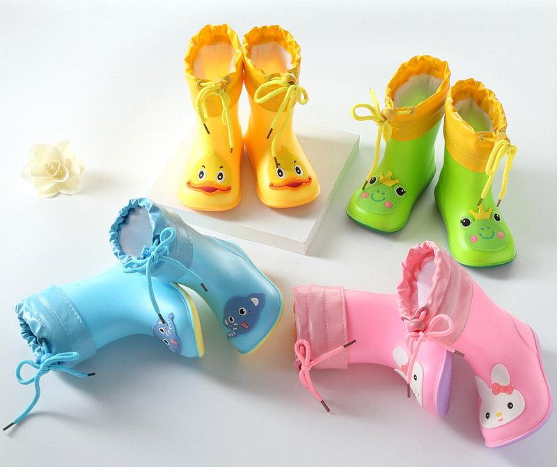 Children's rain boots, men and women, baby rain boots, children's mid-tube water shoes, cartoon, spring, summer, autumn, winter plus cashmere