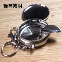 Carry Ashtray Stainless Steel Portable Car Small Round Mini Metal Ashtray with Keychain