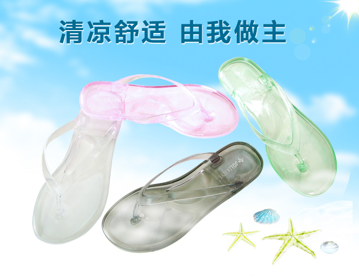 Mùa hè thời trang giản dị mặc ladies pha lê trong suốt sinh viên phẳng với lật chân flip flops bãi biển bên bờ biển dép và dép đi trong nhà