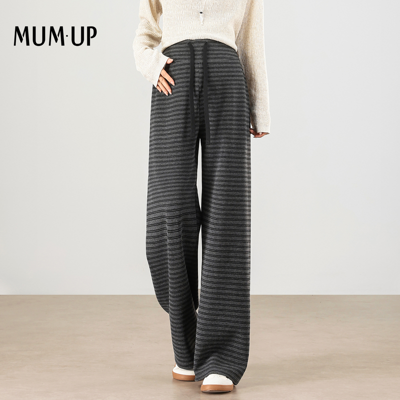 Mumup Maternity Striped Straight-Leg Pants Autumn New Style Lazy Style Soft and Flowy Casual Pants Non-Tightening Maternity Pants