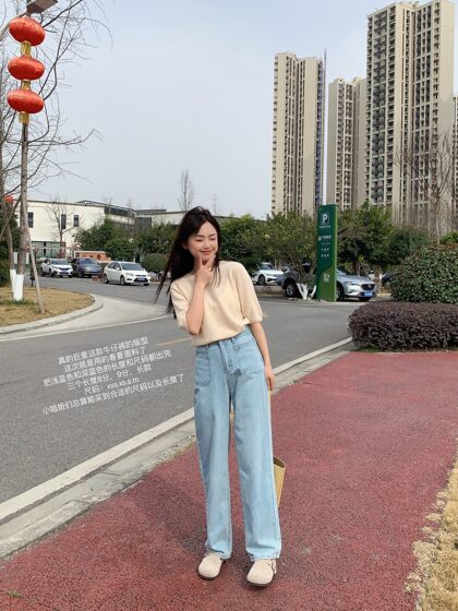 小小家 小个子定制3个长度的春夏薄款软牛仔裤窄版直筒阔腿裤xxs