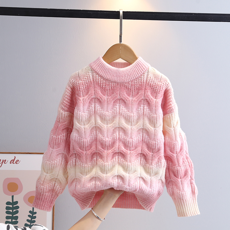 Girl Sweater Autumn winter 2023 new children Cavet thickened CUHK Scout young girl knit undershirt-Taobao