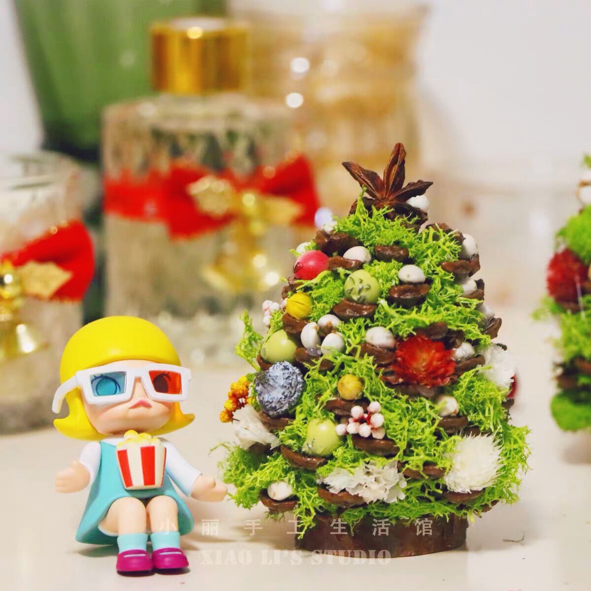 Christmas Tree Diy Pine Nuts Ring Flower Rings Handmade Material Bag Christmas Decorations Gift Pine Nuts Dry Flower Material