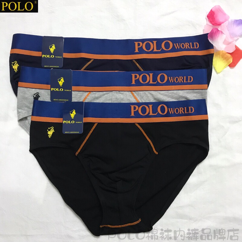 Polo Men's Pure Cotton Briefs, Comfortable, Breathable, Stylish, Sexy Mid-Waist Underwear for Men 