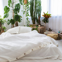 Micro Xin linen pure linen quilt cover four-piece European style button French bed four-piece custom home textile