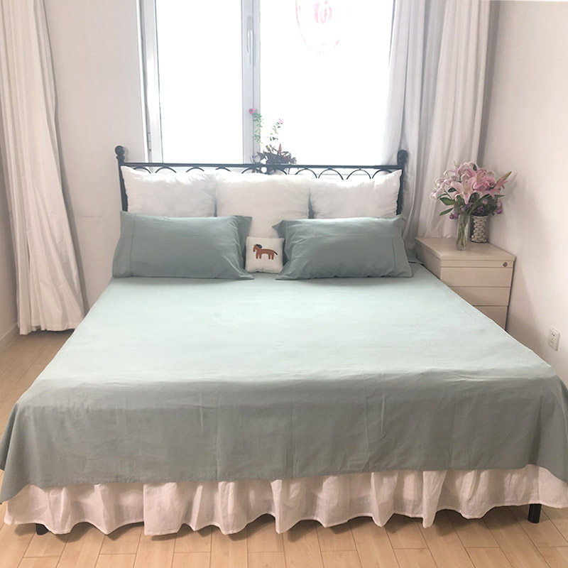 Special price clear cabin linen bed linen cotton sheet pillowcase Three sets washed high-end cotton linen breathable and bacteriostatic