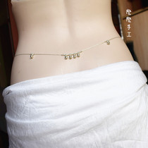 Happy Bell) Fine Sterling Silver Waist Chain Female Body Chain Belly Chain Sexy Bikini Belly Dance Joker Gift
