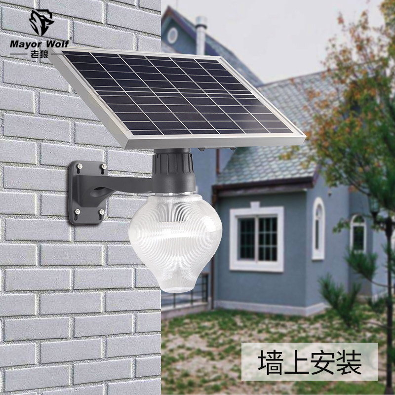 Wolf eye manufacturer solar lamp outdoor LED household ultra - bright street lamp New rural waterproof outdoor peach courtyard lamp